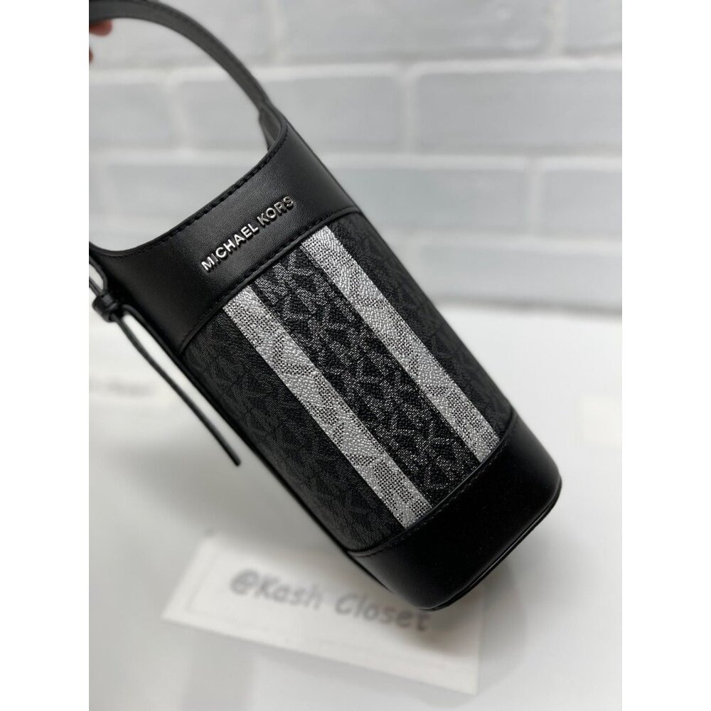 Michael Kors wine bottle holder with stripe black multi - Picture 2 of 8